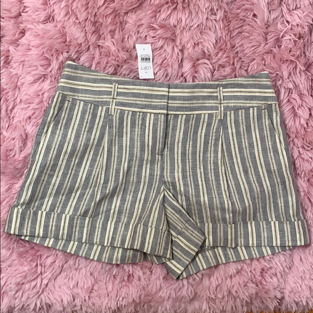 NWT Loft Metallic Striped Shorts